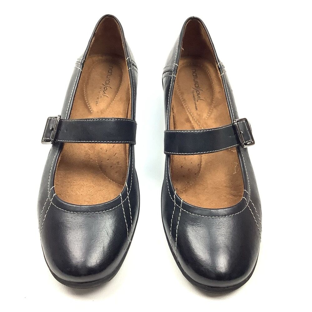 Naturalizer Mary Jane Flats Women 8.5 Black Leather Comfort Shoes Dark Academia - Picture 2 of 12